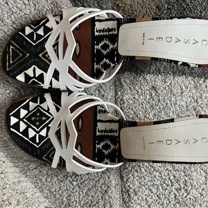 Casadei White and Black Patterned Sandals